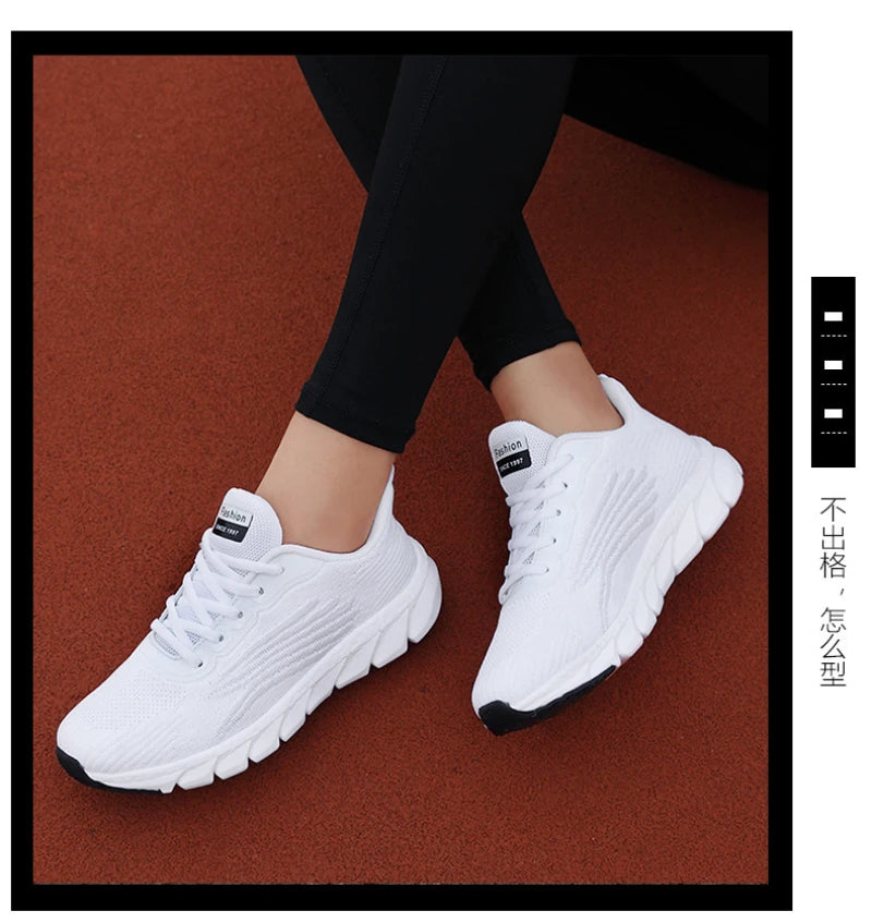 Spring Flying Knitted Breathable Running Shoes Sports Women Casual Shoes Soft Sole Couples Men And Women Small White Shoes