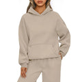 Autumn Winter Casual Sports Hoodie Sweatshirt Solid-Color Long-Sleeve Women's Fashion Loose Hoodie Women's Tops Pullover