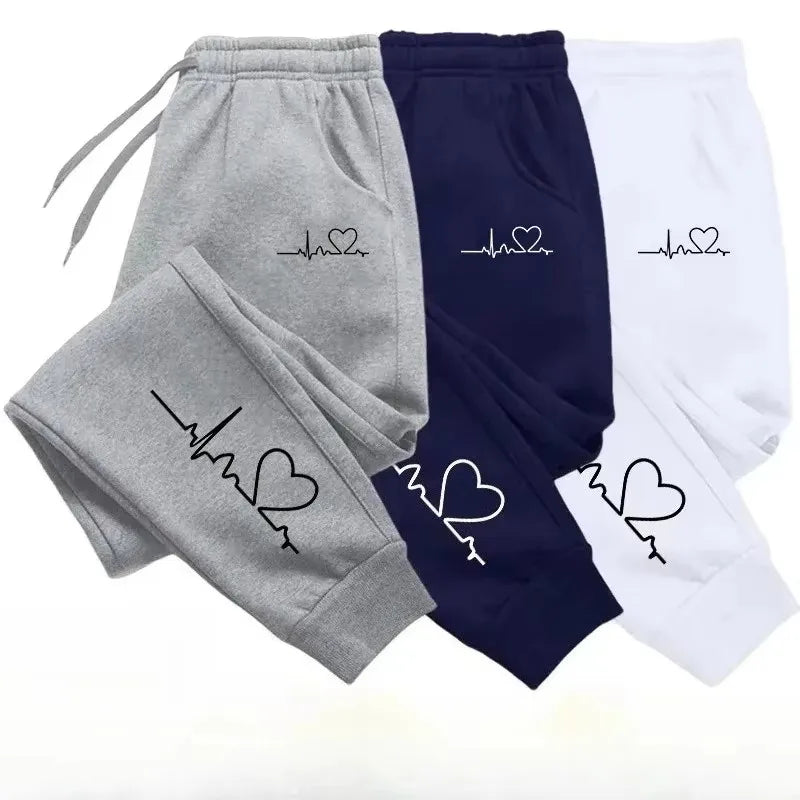 Hot Sales Women's Sweatpants Daily Casual Pants High Quality Fitness Tracksuit Trousers Heart Print Street Sport Jogging Pants