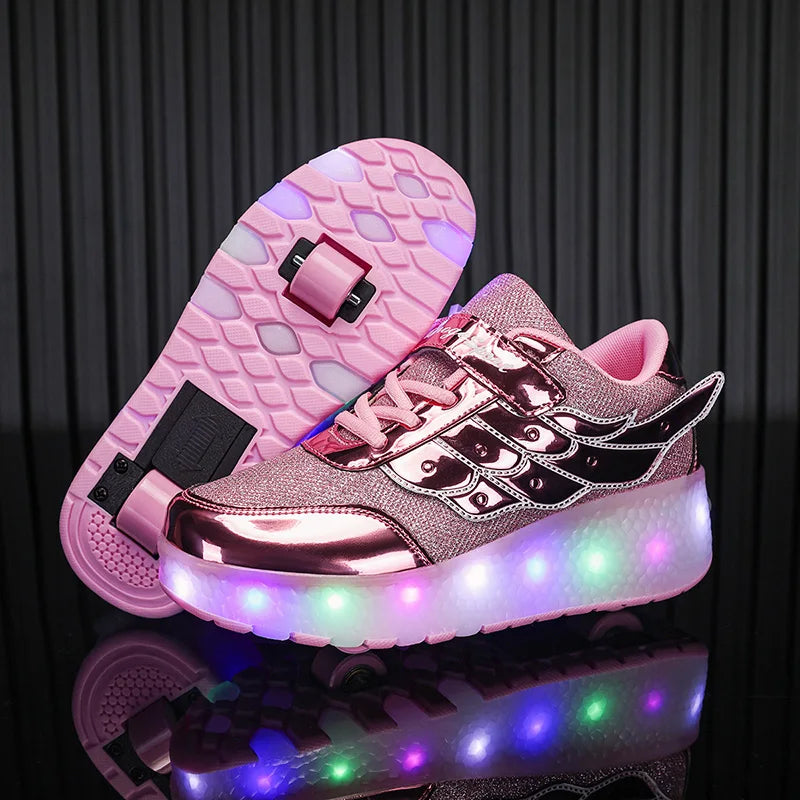 Outdoor Deformation Parkour Skates - Dual-Use Sneakers Roller Shoes for Children, Boys, Girls, Adults, Men, Women, Unisex Roller Skates