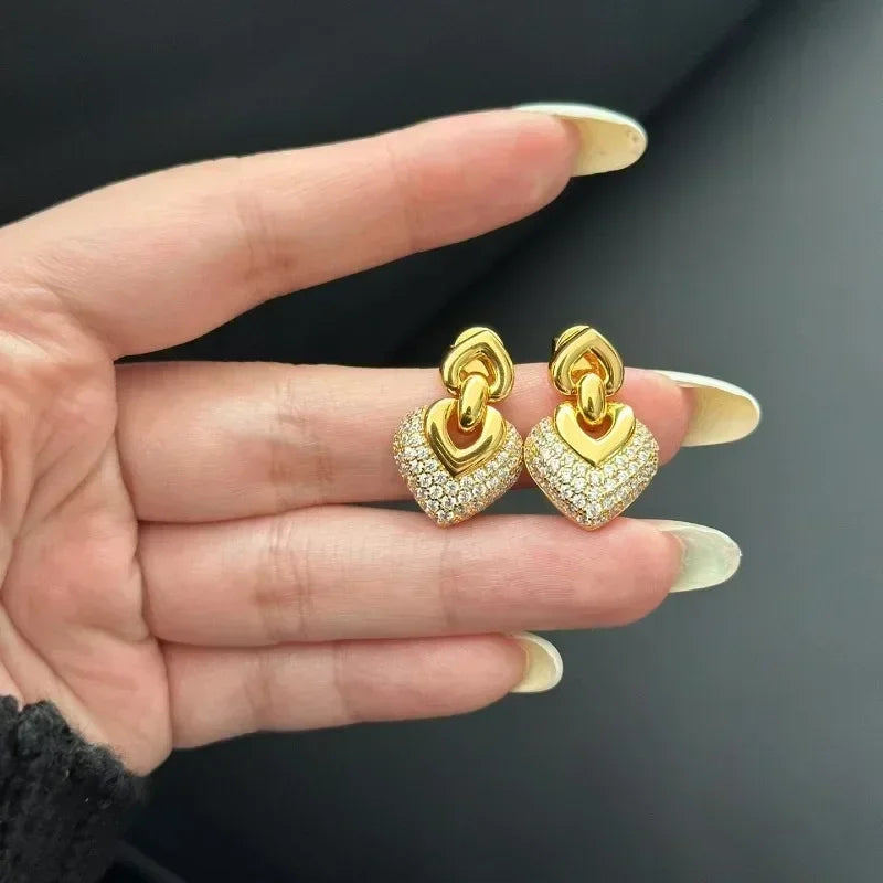 Elegant Glossy Heart-shaped Earrings