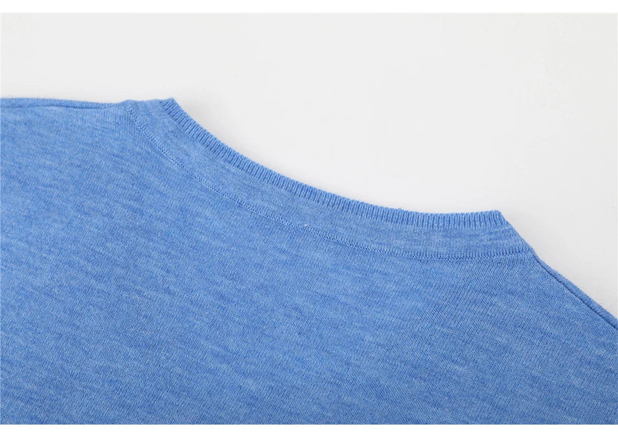 2023 Autumn New Men's V-neck Wool Sweater Business Casual Solid Color Thin Pullover Sweater Brand Clothes Blue Red Black