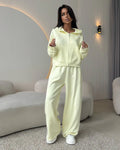 Fashionable Casual Loose Hooded Jacket and Pants Set Long Sleeve Zipper Closure Sweatshirt for Adult Women's Autumn Wear