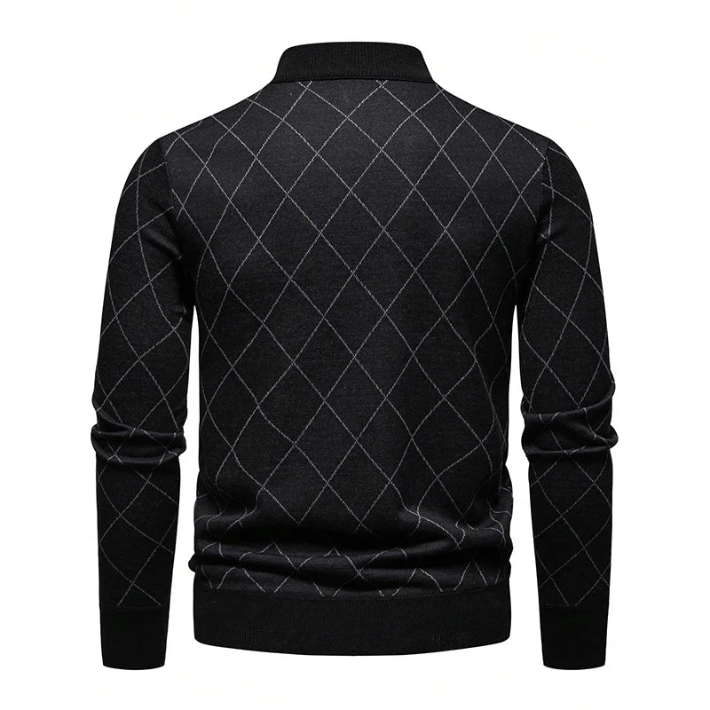 New Fashion Men's Knit Sweater American Half Zip Fleece Knitwear Men's Stand Collar Casual Sweaters Pullovers