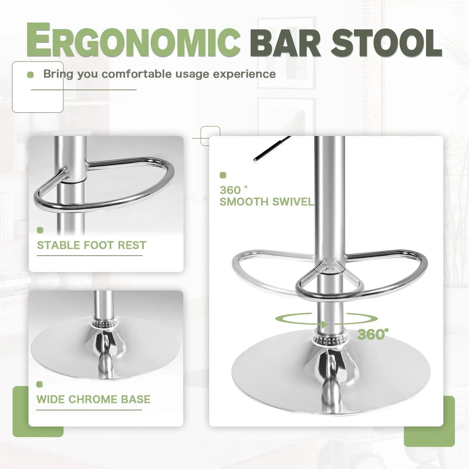 Bar Stools Modern Pu Leather Swivel Adjustable Hydraulic Bar Stool Square Counter Height Stool Set of 2 (White), Customized