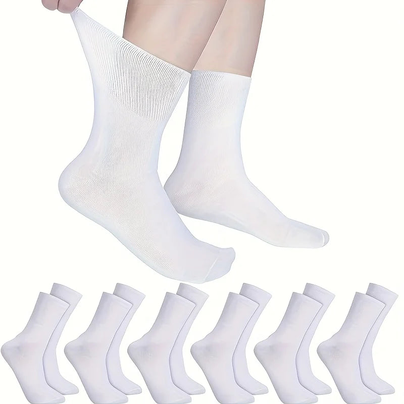 6 Pairs of Comfortable Cotton Diabetic Socks for Men and Women - No Elastic Waistband
