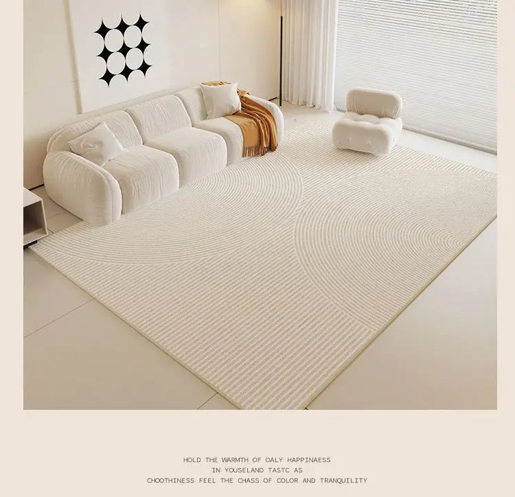 Luxury Minimalist Living Room Carpet Cream Color Large Area Rug for Sofa Bedroom Home Decor