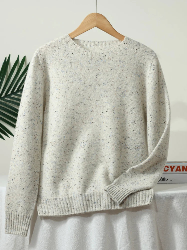 ZYCZCXX Women's Clothes 100% Merino Wool Round Neck Long-Sleeved Sweater 2025 New Pullover Autumn Winter Thick Colored Sweater