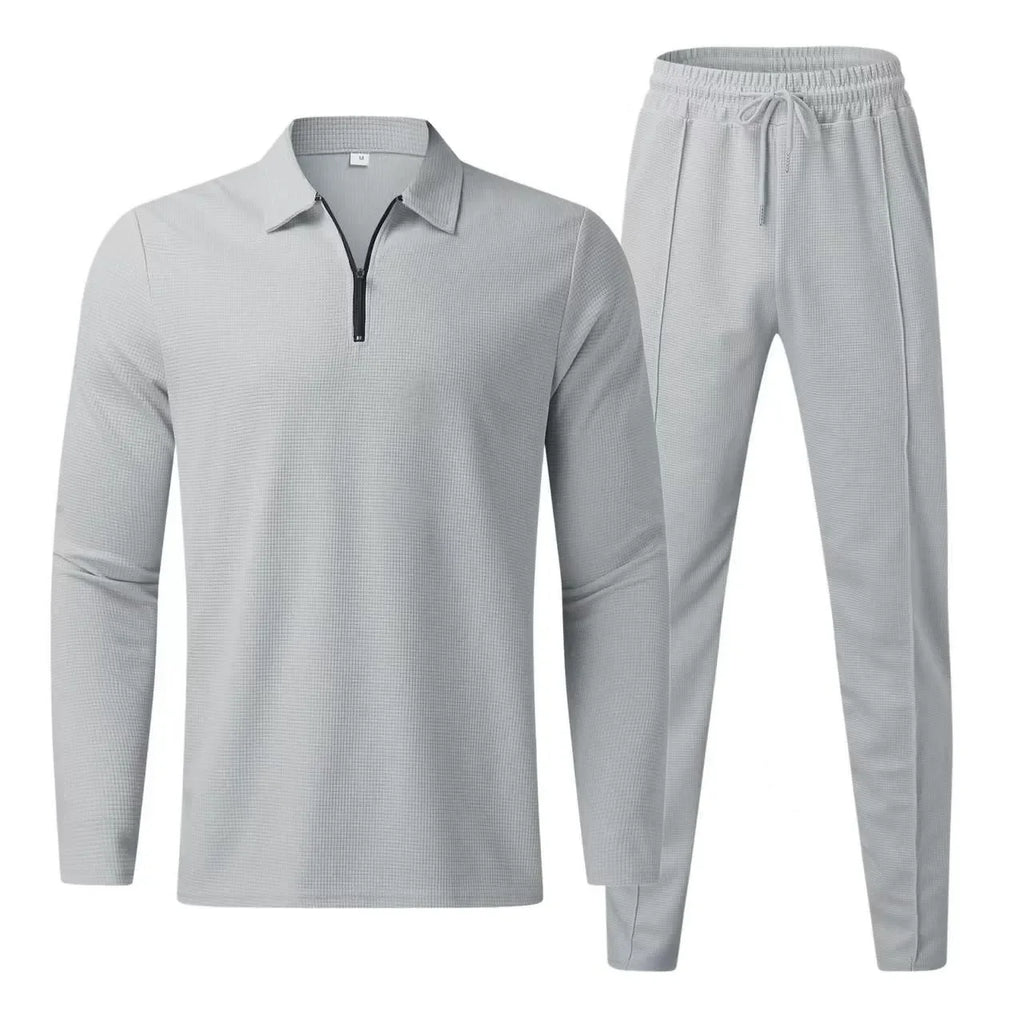 Waffle Knit Polo Set — Refined Leisure Collection