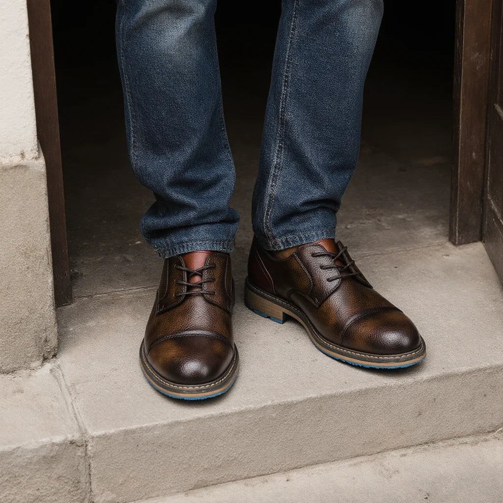 Retro Men's Derby Shoes Casual Fashion Leather Shoes