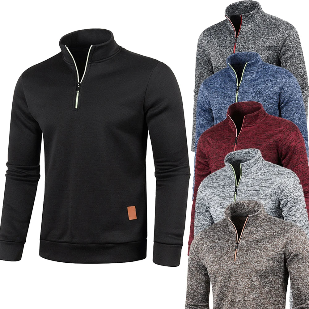 Men's Collar Half-Zip Sweatshirts for Spring and Autumn - Casual Pullover for Outdoor Activities