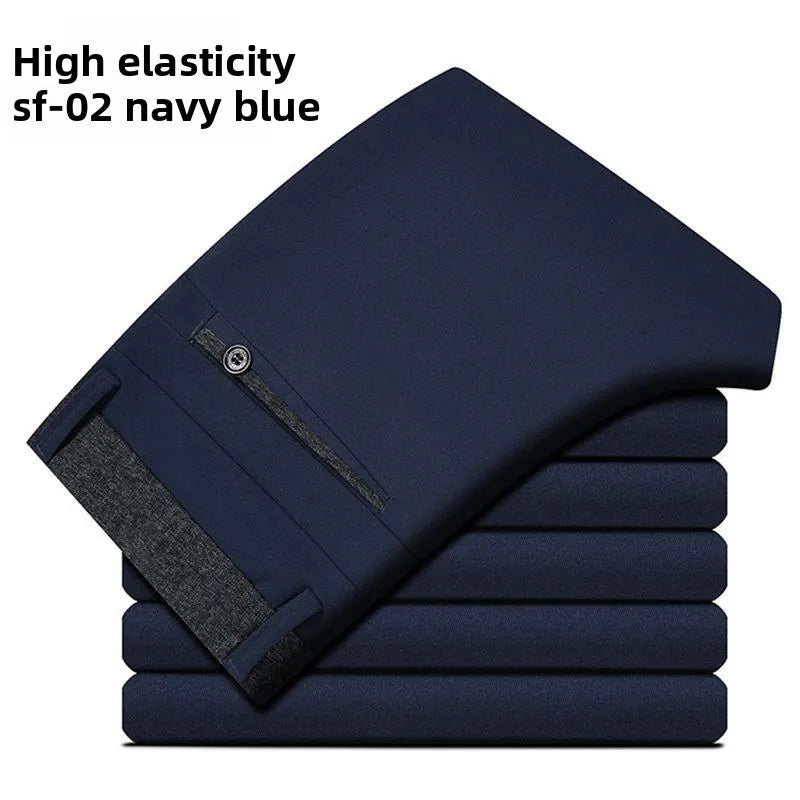 Men's Travel Dress Pants Stretch, No Iron Required Business Trousers, British Classic Slim Fit Lightweight Office Work Pants