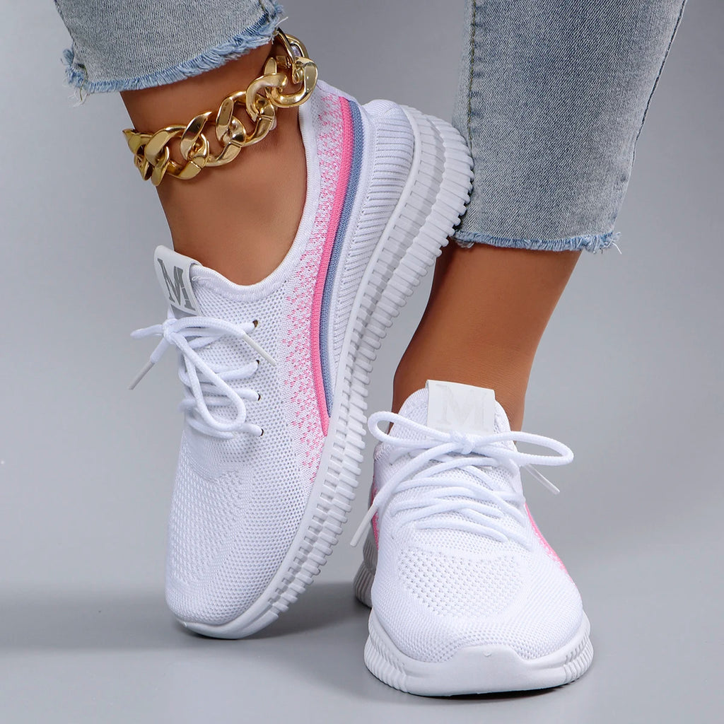 Women's Summer Breathable Mesh Flat Shoes - Casual Sneakers with Free Shipping