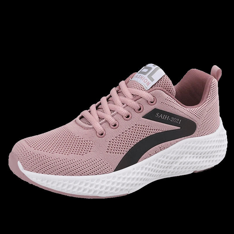 Women's Sports Shoes Comfortable Running Shoes Flying Knit Versatile Lace-Up Casual Shoes For Women Breathable And Fashionable