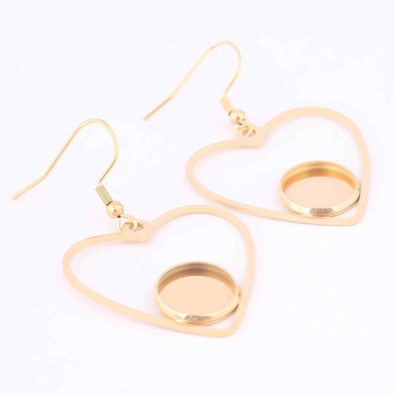 6pcs Stainless Steel Gold Plated 12mm Cabochon Earring Base Setting
