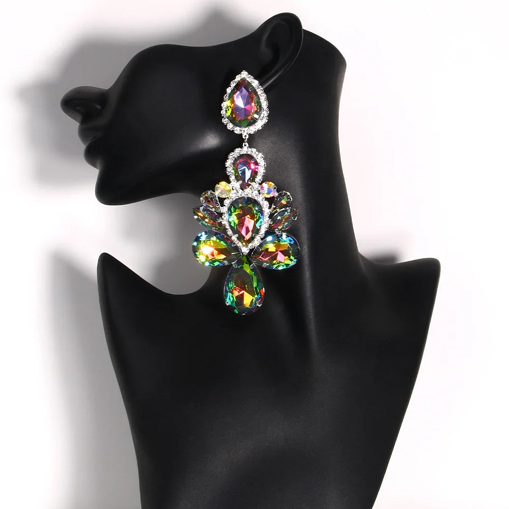 Stonefans Purple Crystal Dangle Earrings for Women Studs Wedding Ear