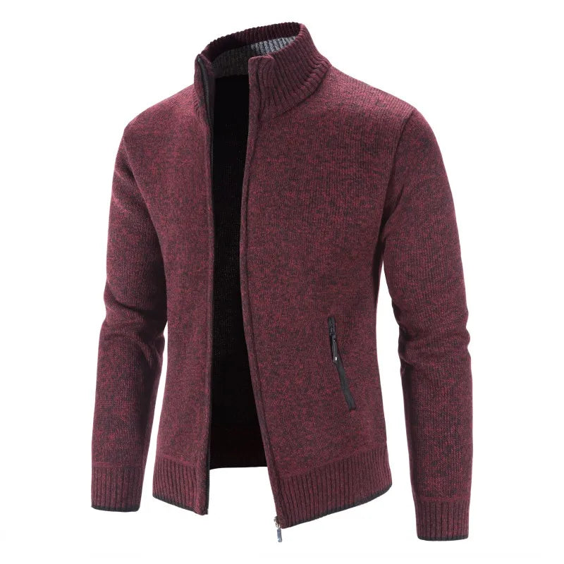 Men's Cardigan Sweater Jackets Winter Thick Warm Stand Collar Knitted Zipper Casual Cardigan Men Daily Solid Color Sweatercoat