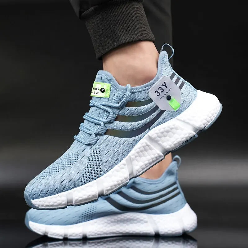Men's Casual Sport Shoes Breathable Lightweight Sneakers Outdoor Mesh Black Running Shoes Athletic Jogging Tennis Walking Shoes