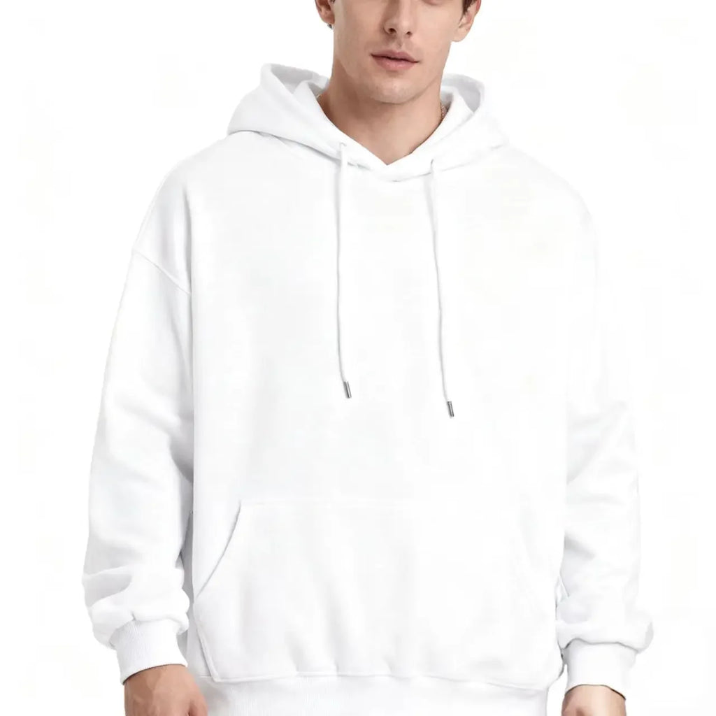 2026 Men's Wide Hooded Sweatshirt - European and American Style, Long Sleeve, Casual Loose Fit