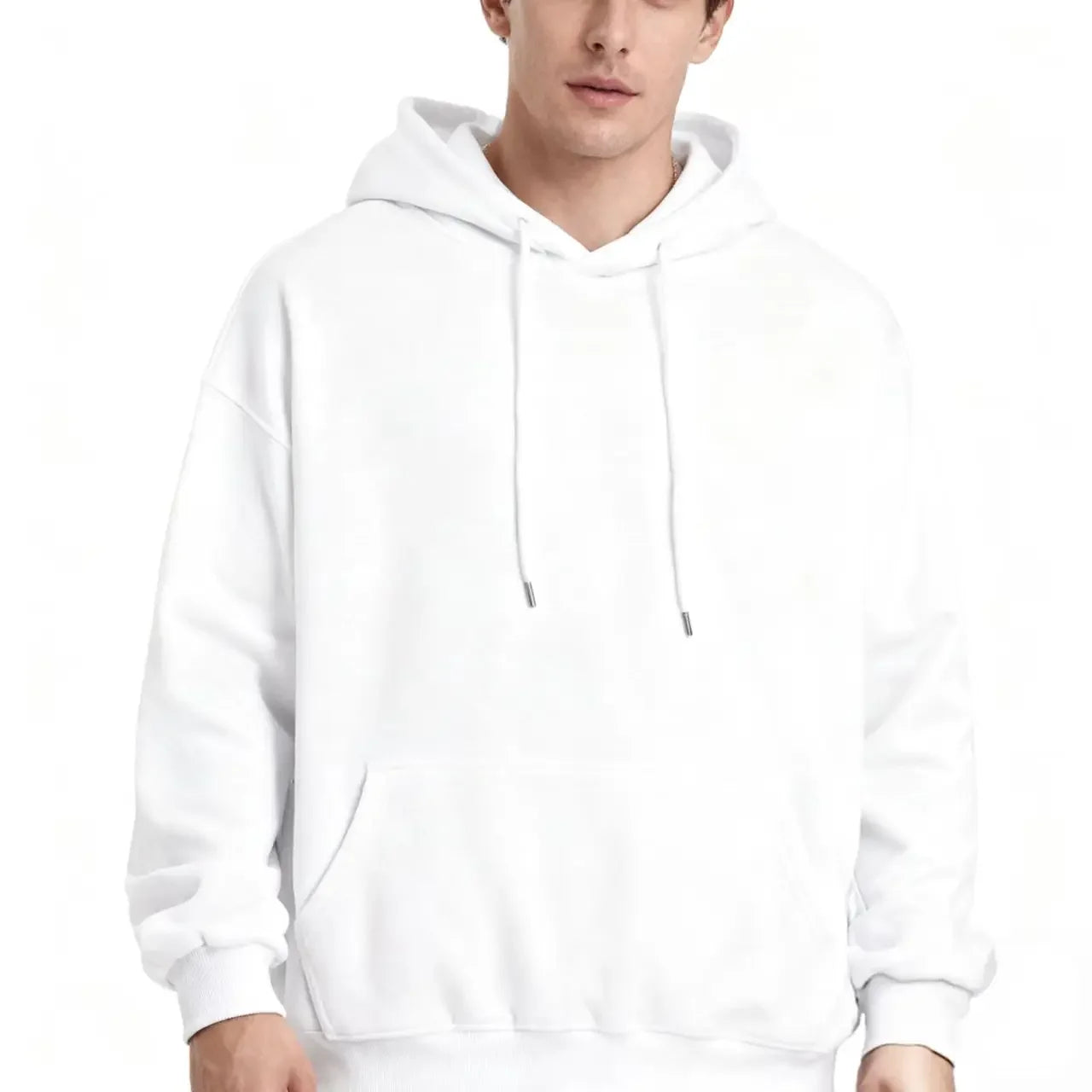 2026 Men's Wide Hooded Sweatshirt - European and American Style, Long Sleeve, Casual Loose Fit