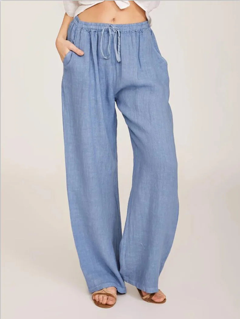Summer and Autumn New Casual Women's Wear in Europe and America - Large Loose Cotton Hemp Casual Pants