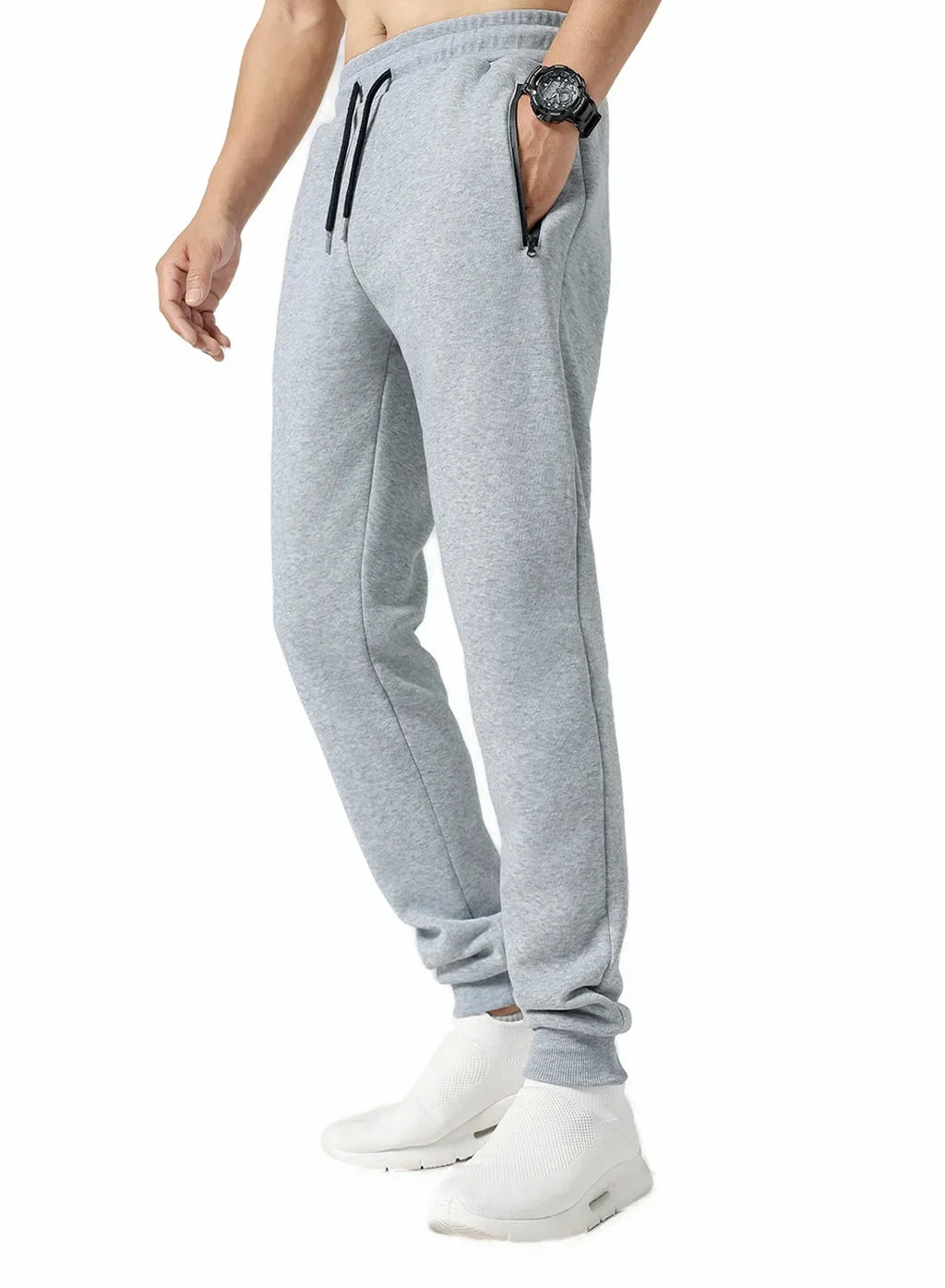 New Sweatpants with Side Zipper Pockets for Men - Joggers, Track Pants, Elastic Waist Sport Casual Baggy Fitness Gym Clothing