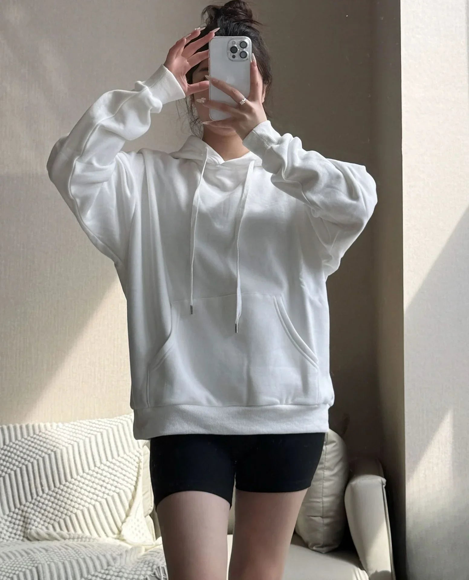Women Fleece Lined Slim Fit Hoodie Soft Skin-Friendly Lightweight Warm Pullover Casual Hooded Sweatshirt for Daily Wear