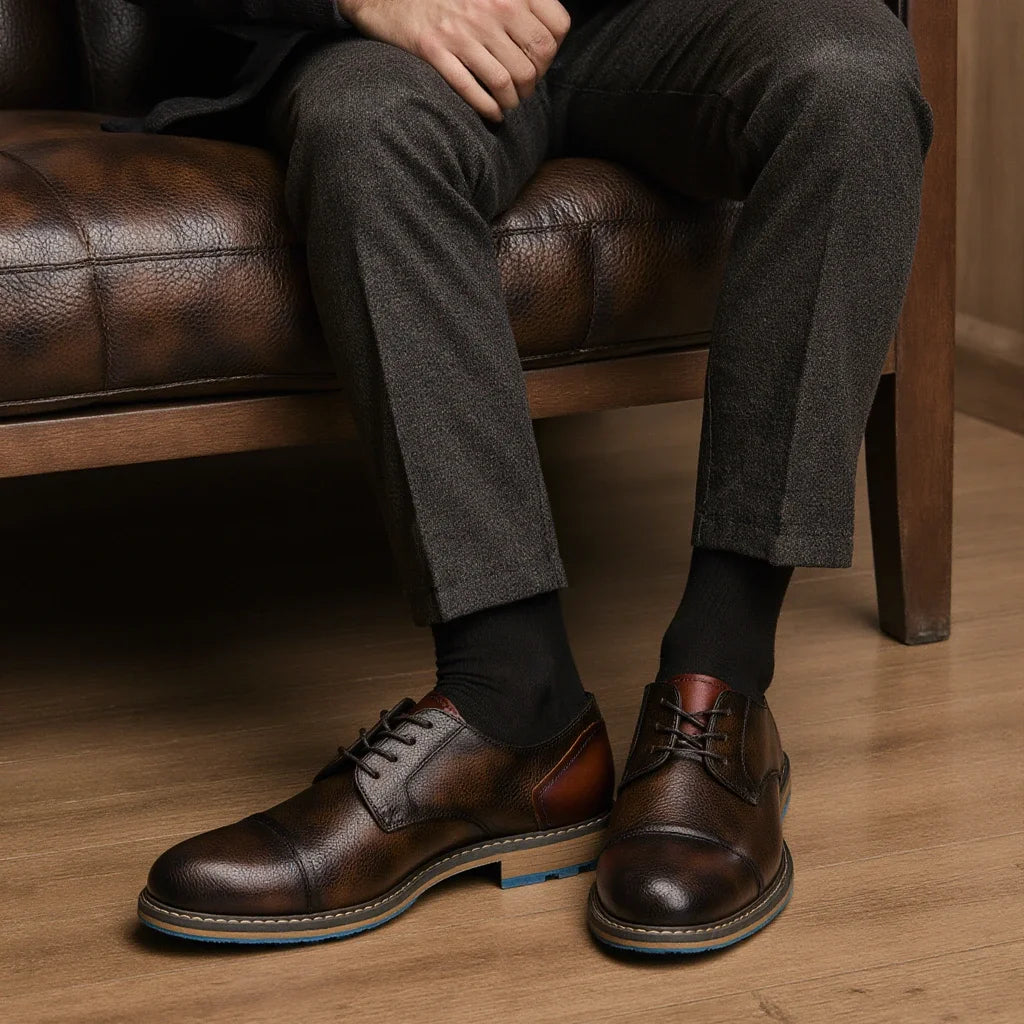 Retro Men's Derby Shoes Casual Fashion Leather Shoes