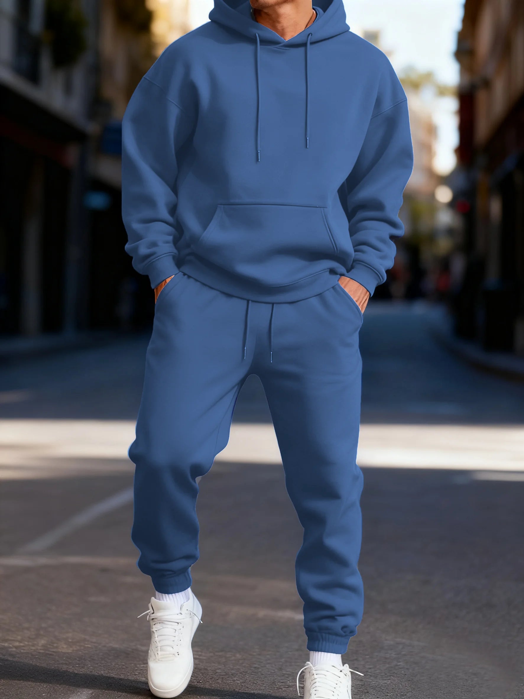 Solid Hoodies Suit Men