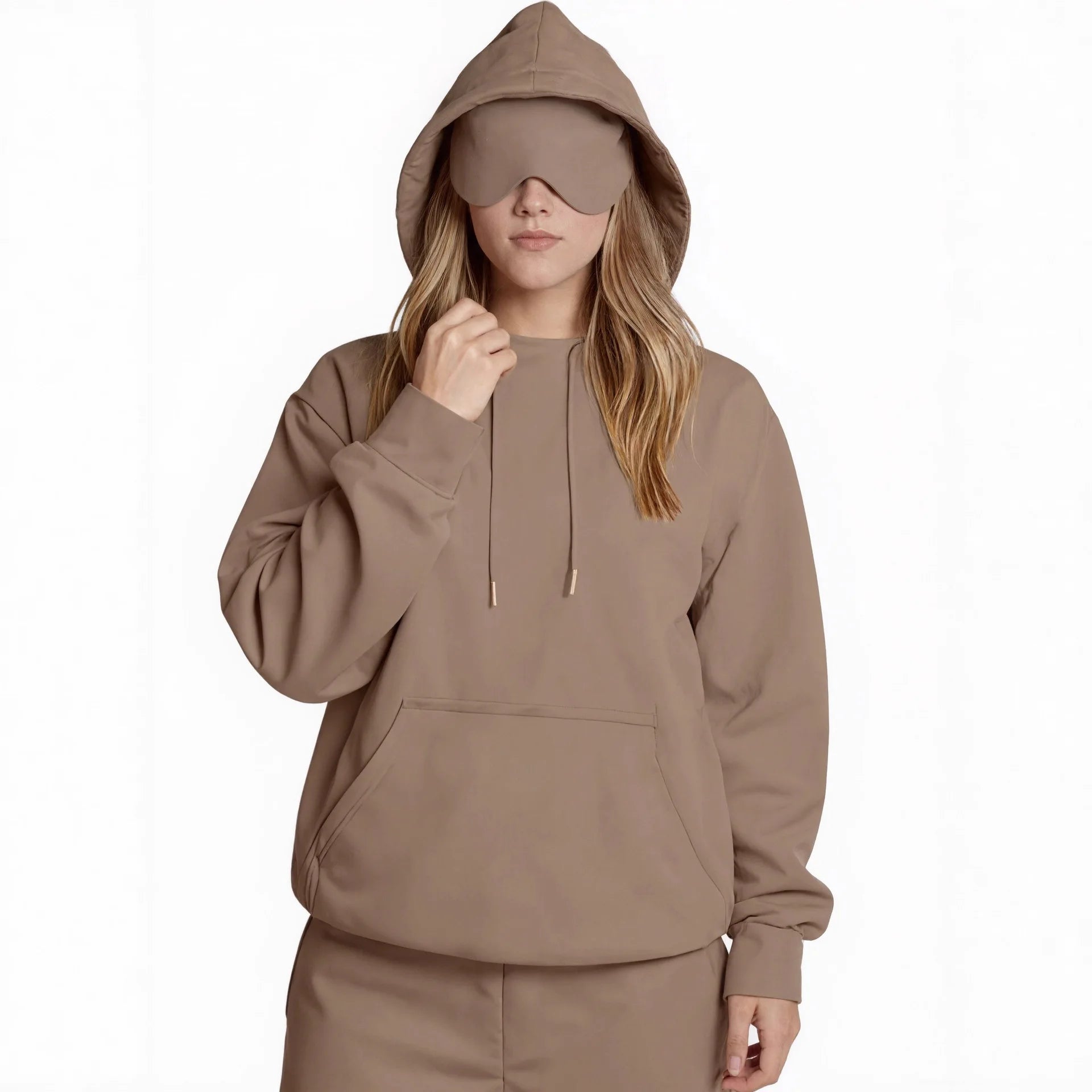 Women's Pocket Eye Mask Hooded Sweatshirt with Travel Mode Pullover for Autumn/Winter 2025