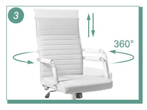 Furmax Ribbed Office Desk Chair Mid-Back PU Leather Executive Conference Task Chair Adjustable Swivel Chair with Arms (White)