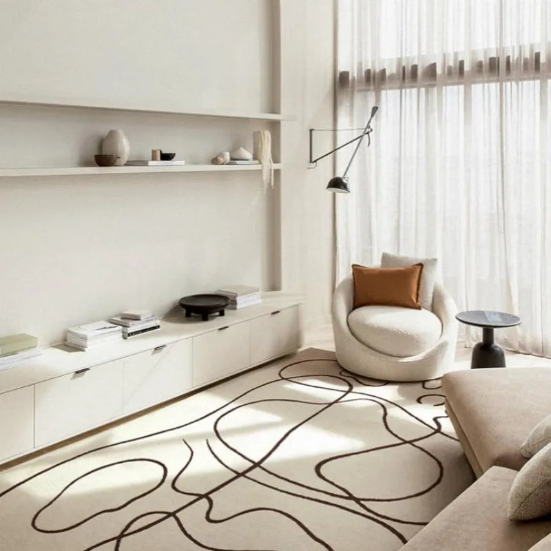 Nordic Style Living Room Decoration Carpet - Large Area Rug for Bedroom, Fluffy Soft Cloakroom Rug, Thickened Anti-skid Mat