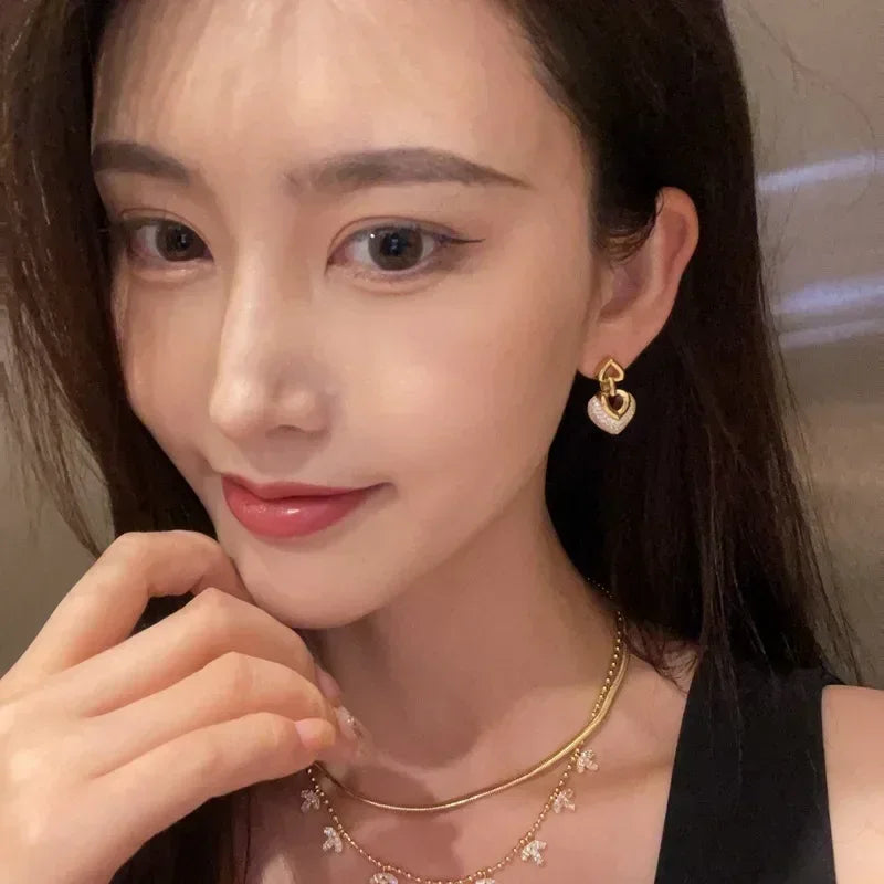 Elegant Glossy Heart-shaped Earrings
