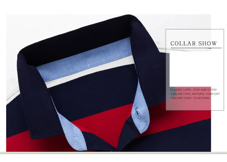 New Autumn Winter Polo Shirt High Quality Brand Cotton Men's Polo Shirt Business Casual Striped Solid Shirt Polo Men Clothing