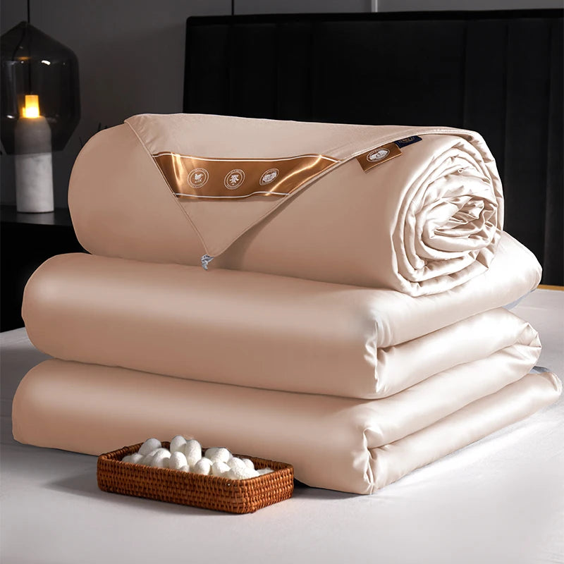 100% Natural Mulberry Silk Comforter With Cotton Shell King Queen Summer Winter Warm Duvet Blanket Single Couple Bedding Quilt