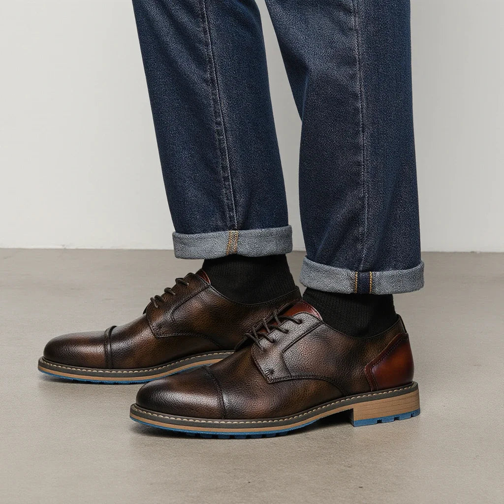 Retro Men's Derby Shoes Casual Fashion Leather Shoes