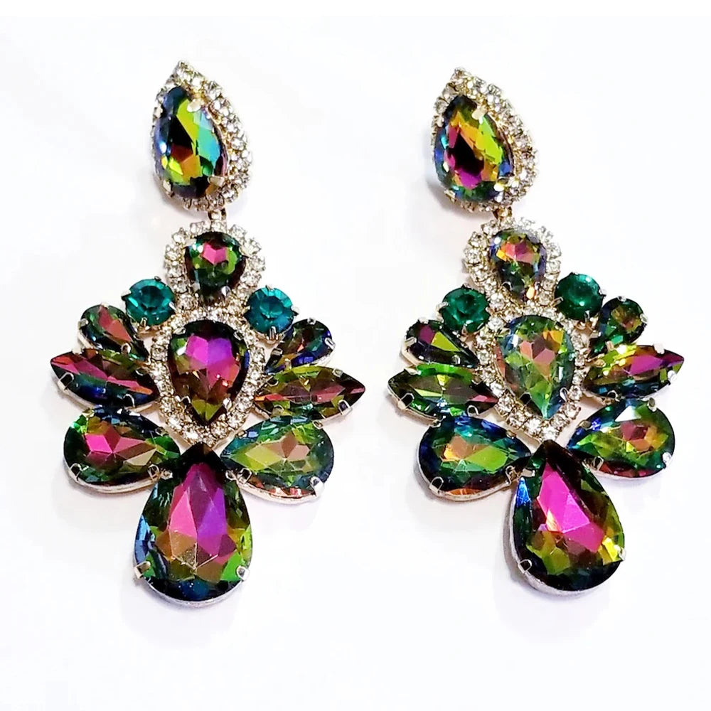 Stonefans Purple Crystal Dangle Earrings for Women Studs Wedding Ear