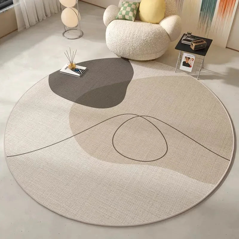 VIKAMA Modern Minimalist Round Rug - Stain-Resistant & Non-Slip Living Room Sofa Mat Office & Study Carpet Home Decor