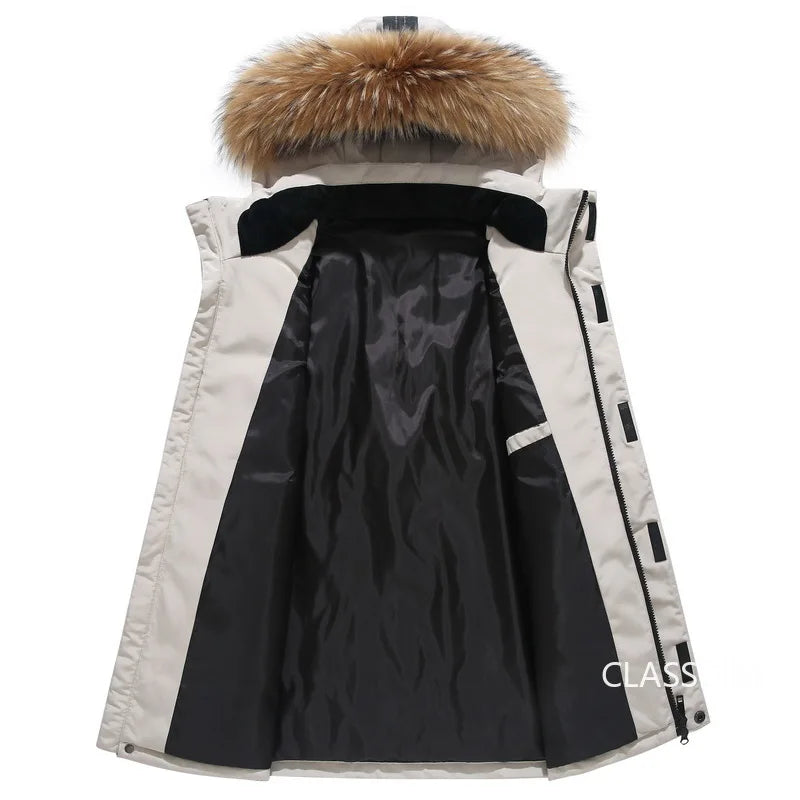 Men Hooded Fur Collar Down Coats Puffer Jackets Winter Casual Duck Down Coats Quality Male Outdoor Windproof Winter Warm Parkas