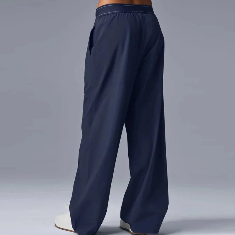 Women Casual Yoga Pants Quick Dry Straight Leg Lightweight Summer Trousers with Reflective Logo Soft Comfortable Activewear