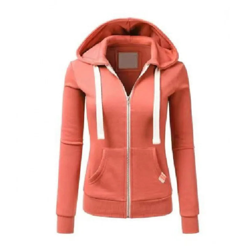 Autumn and Winter Hooded Sweatshirt for Women's Casual Streetwear - Zipper Sports Shirt, Long Sleeved Jacket, Hoodie Top