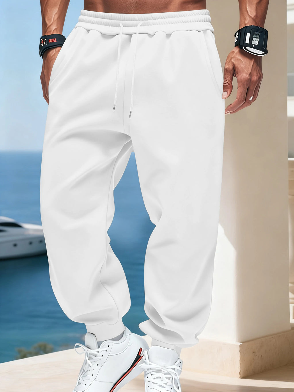 Man Autumn Fleece Sportpants Drawstring Casual Long Pants Comfortable Street Britches Fashion Pocket Pant Loose Basic Sweatpants