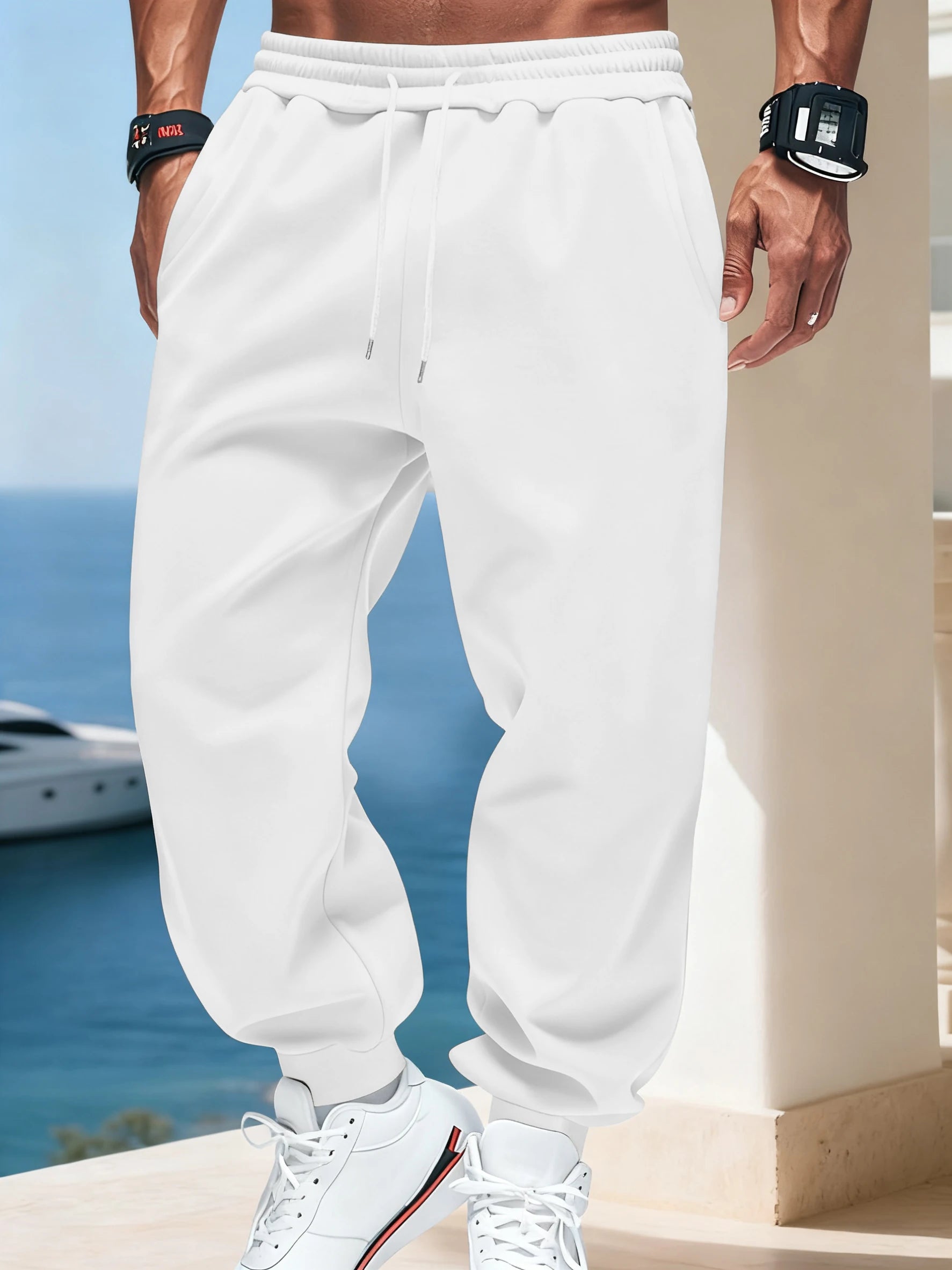 Man Autumn Fleece Sportpants Drawstring Casual Long Pants Comfortable Street Britches Fashion Pocket Pant Loose Basic Sweatpants