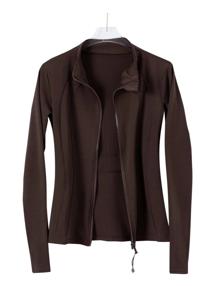 Women's Slimming Yoga Jacket; Lightweight and Thin Running and Fitness Outfit; Professional Pilates Training Sports Top for Autumn