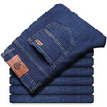 Men's Soft Straight Denim Pants 2025 Autumn Classic Business Black Biker Jeans Overalls