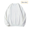 Men's Casual Loose Long Sleeve Shirt Spring Autumn O-Neck Solid Color Long Sleeve T-shirts New Male Clothes Black White