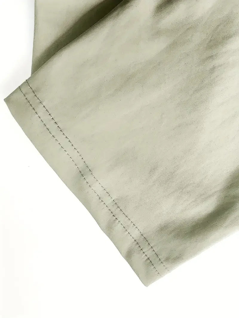 Women's High-Elasticity Ice Silky Fiber Casual Pants Quick-Dry with Zipper Pockets Adjustable Drawstring Waist Lightweight