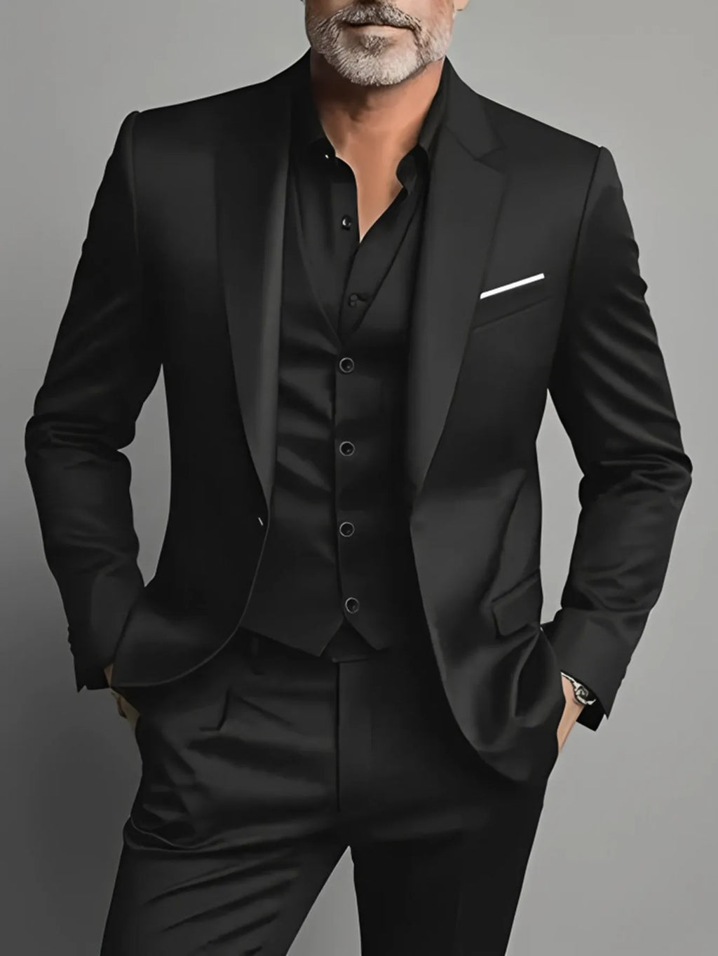 Elegant Men's Suit Sets - Slim Fit Tuxedo Set for Weddings & Formal Occasions, Black Suit