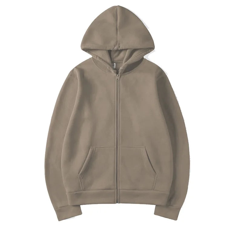 2025New Trendy Sweatshirt Coat Front Pockets Warm Zipper Lamb Wool
