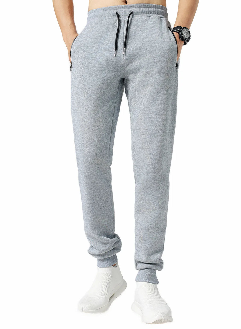 New Sweatpants with Side Zipper Pockets for Men - Joggers, Track Pants, Elastic Waist Sport Casual Baggy Fitness Gym Clothing